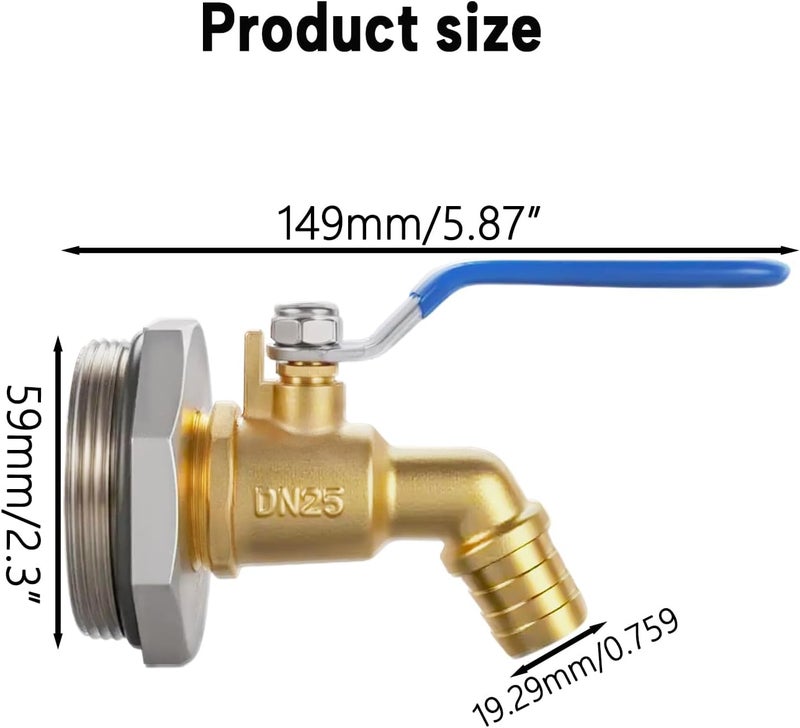 CbeeSo 2" Drum Faucet 1 inch Brass Barrel Faucet for 55 Gallon Drum, 55 Gallon Steel/Plastic Drum,rain Barrel Faucet, with EPDM Washer - Image 2
